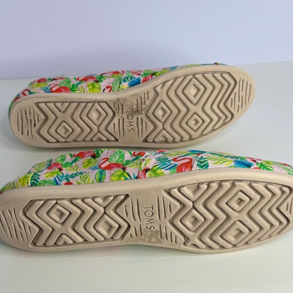 Women's 10 Toms X Paper Source Alpargata Flamingo Canvas Loafers - Picture 7 of 8